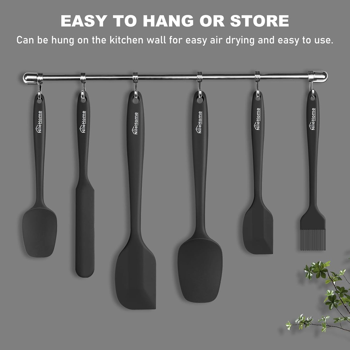 NileHome Silicone Spatula Set, 6 Pieces Food Grade Kitchen Utensils with Silicone Brush Heat Resistant BPA-free Rubber Spatula for Scraping, Baking, Cooking, Mixing