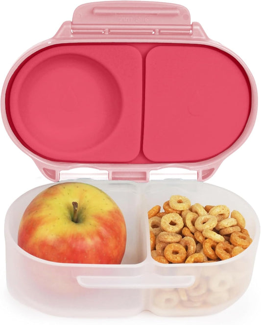 b.box Snack Box for Kids & Toddlers: 2 Compartment Snack Containers, Mini Bento Box, Lunch Box. Leak Proof, BPA free, Dishwasher safe. School Supplies. Ages 4 months+ (Flamingo Fizz, 12oz capacity)