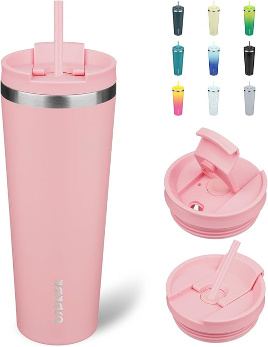 BJPKPK 26oz Tumbler With lid And Straw Stainless Steel Travel Coffee Mug Insulated Tumblers Cups,Light Pink