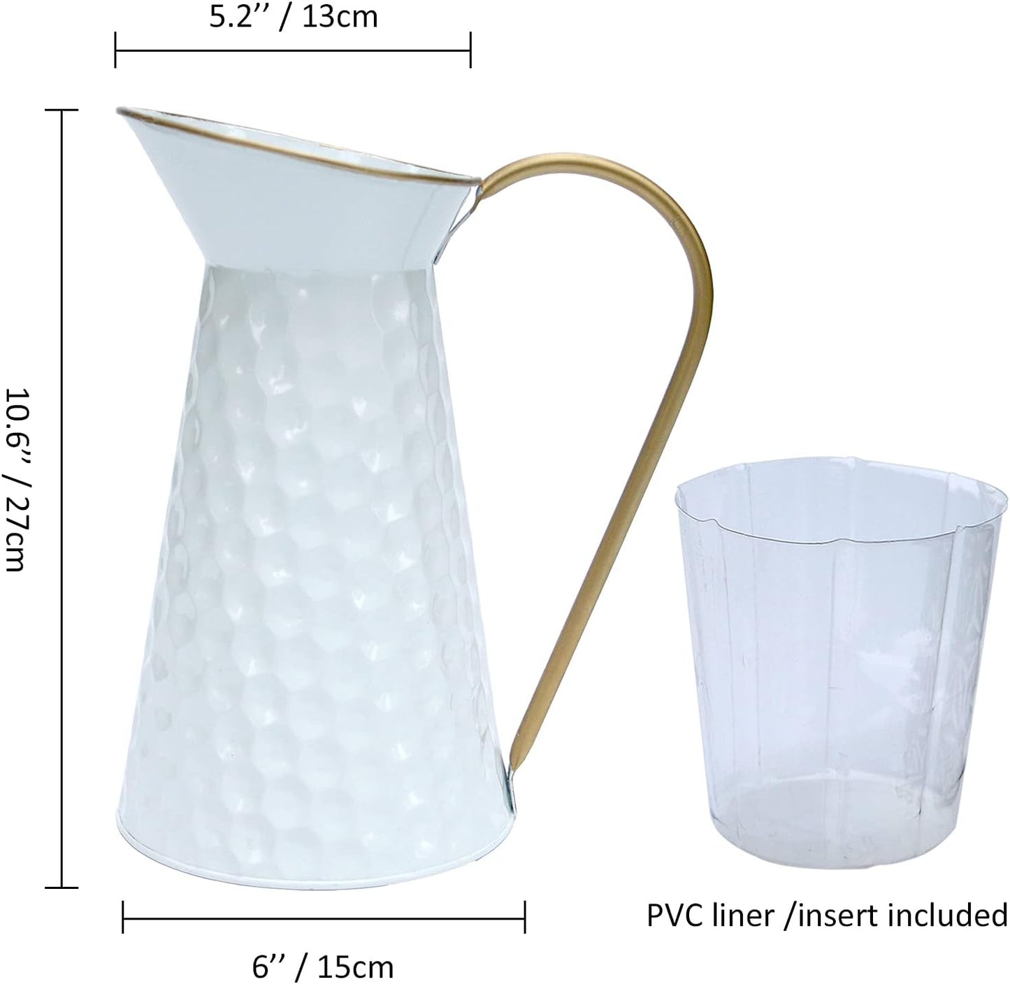 Elegant White Metal Decorative Flower Vase,Farmhouse Galvanized Pitcher,Rustic Milk Jug for Home Decor…