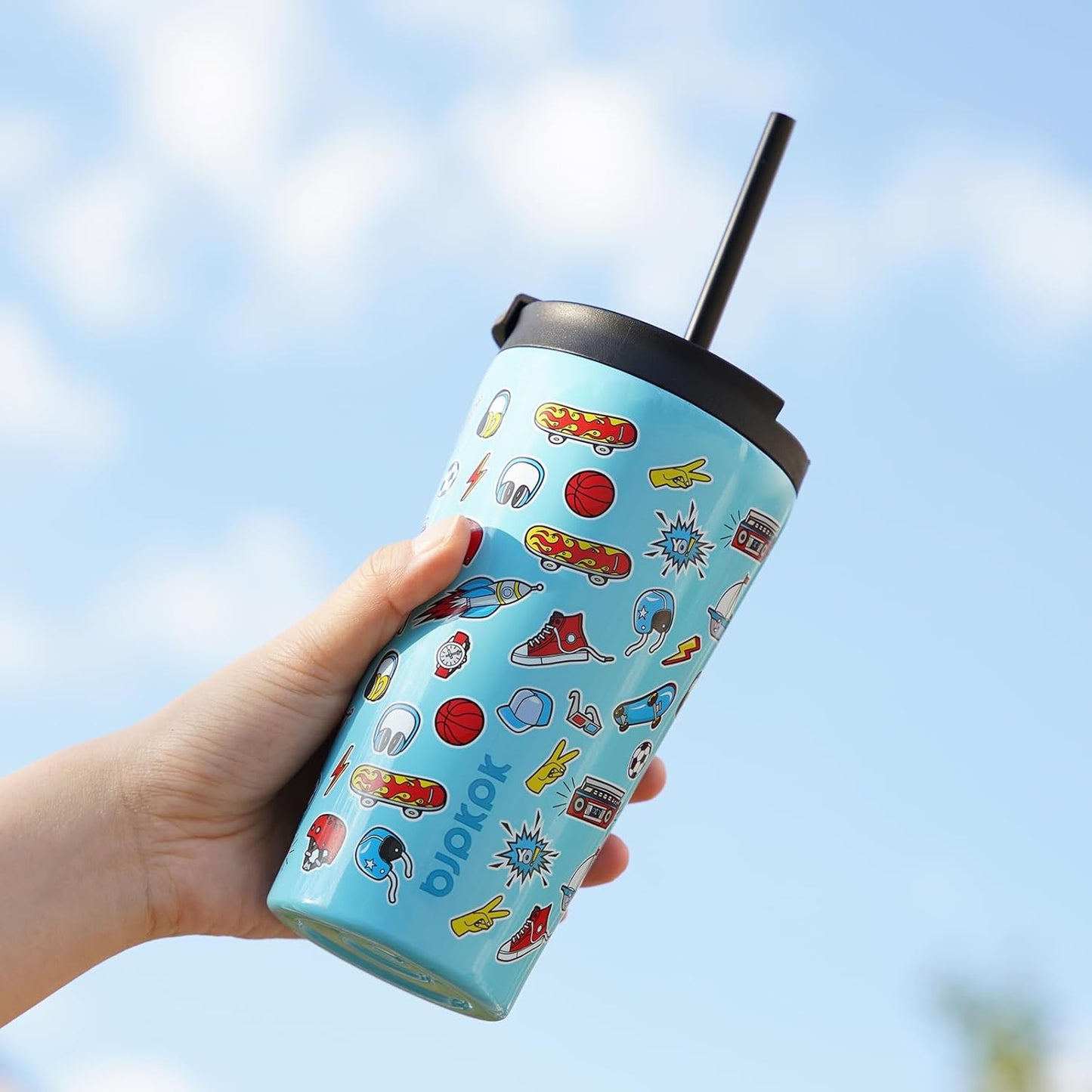 BJPKPK 34oz Skinny Tumbler With lid And Straw Stainless Steel Travel Coffee Mug Insulated Tumblers Cups,Hawaii Fruits Purple