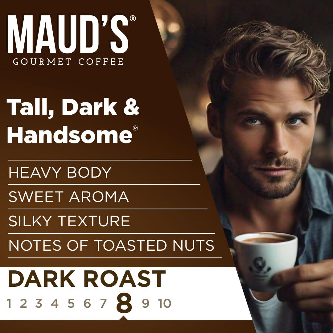 Maud's Dark Roast Coffee Pods, 18ct, Recyclable Single Serve Pods – 100% Arabica Coffee, Compatible with Keurig K Cups Maker