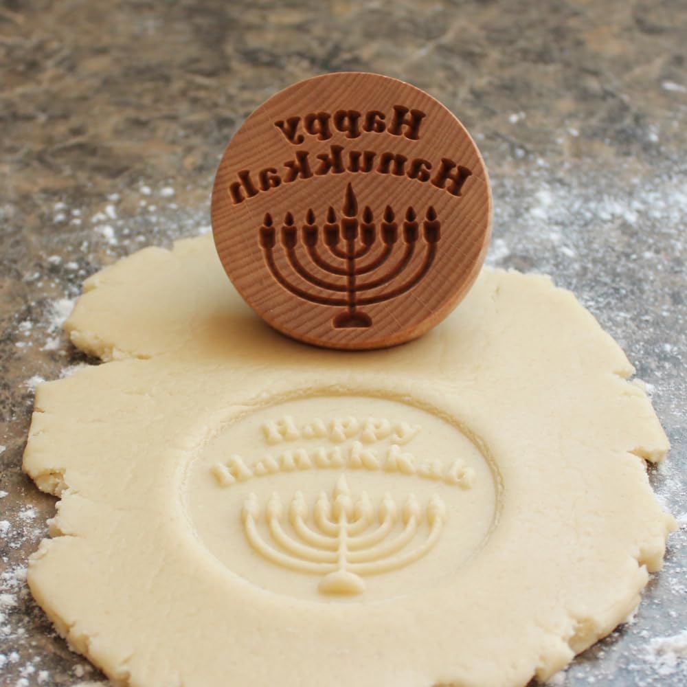 Wood Cookie Stamp, 2.5 Inch (Happy Hanukkah CS-115)