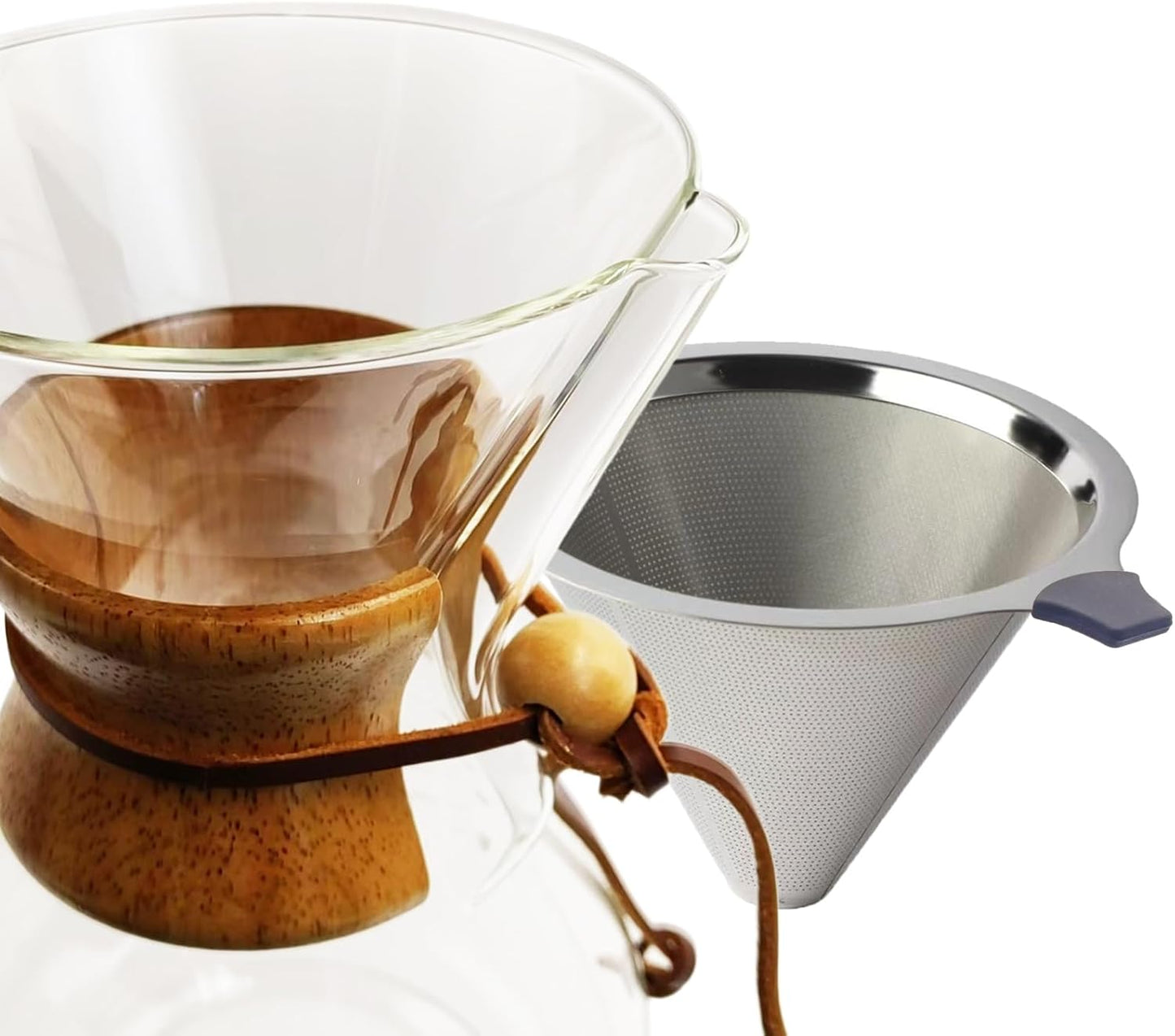 Pour Over Coffee Maker with Filter Subjectthree 34oz Glass Coffee Carafe Dripper Pourover Set (10 Cup/34 oz)