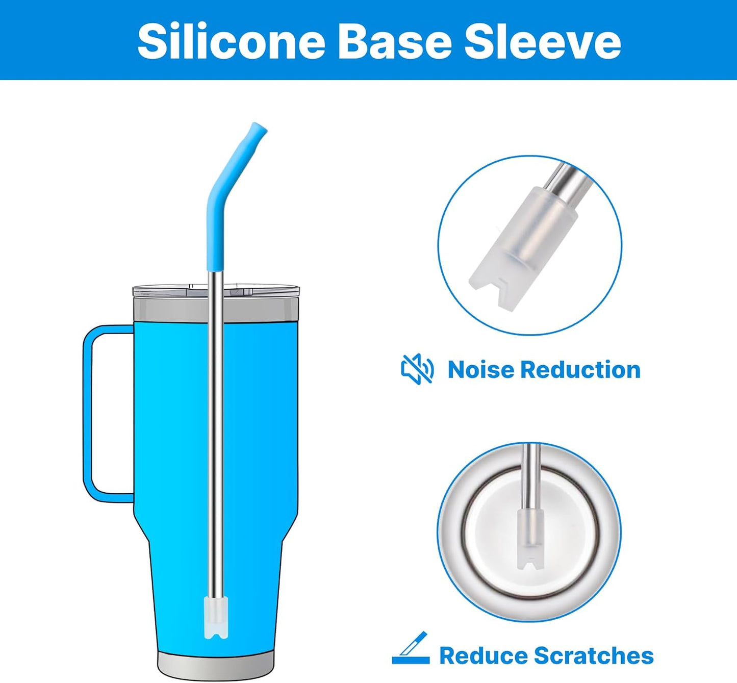 Metal Straws with Silicone Tip for 42 oz YETI Tumbler, 4 Pcs Reusable Stainless Steel Straws for 42 oz YETI, 30oz Stanley Cup(Color 4)