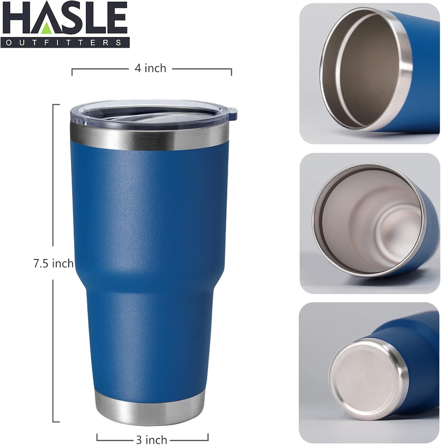 HASLE OUTFITTERS 30oz Stainless Steel Tumbler, Double Wall Vacuum Insulated Travel Mug Tumbler, Durable Insulated Coffee Mug, Gift Box Set (Dark Blue, 12)