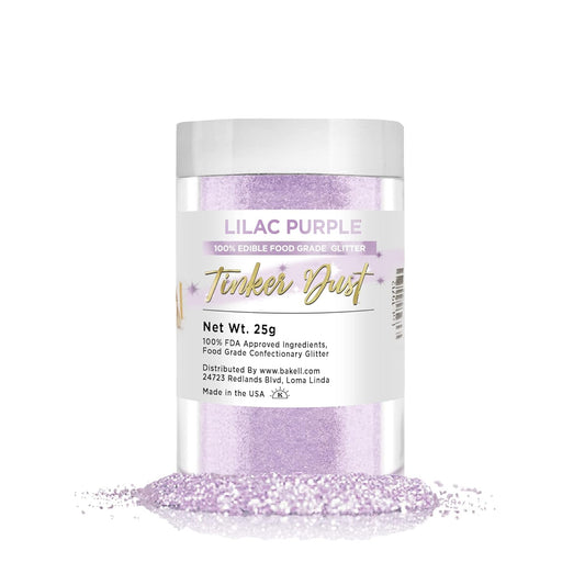 BAKELL Lilac Purple Edible Glitter, 25 Grams | TINKER DUST Edible Glitter | KOSHER Certified | 100% Edible Glitter | Cakes, Cupcakes, Cake Pops, Drinks, Dessert Vegan Glitter & Dusts (25g, Lilac Purple)