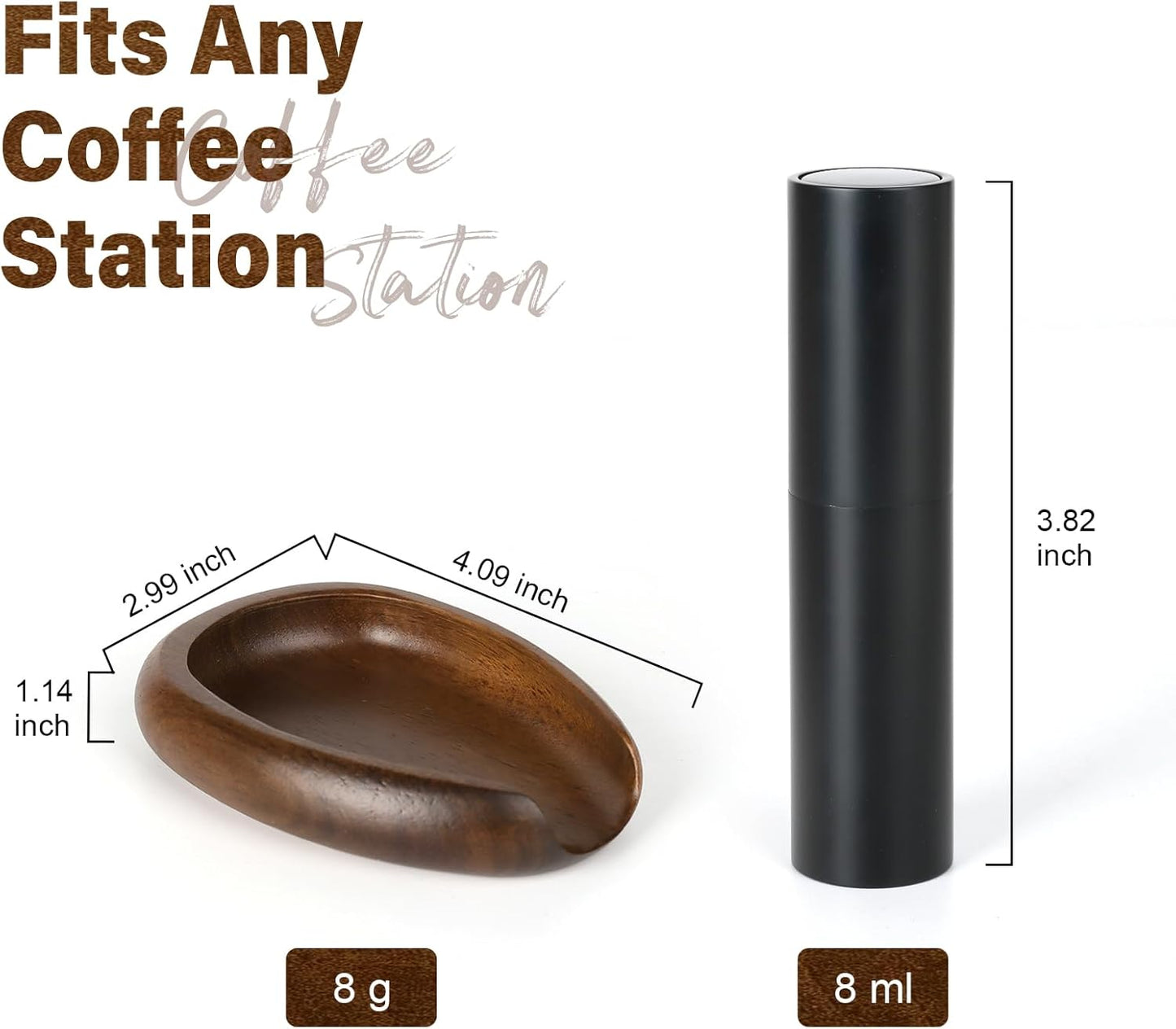 KitchenTour Organic Coffee Kit - Wooden Dosing Cup & 8ml Anti-Static Sprayer - 2-in-1 Barista Set for Espresso/Cold Brew