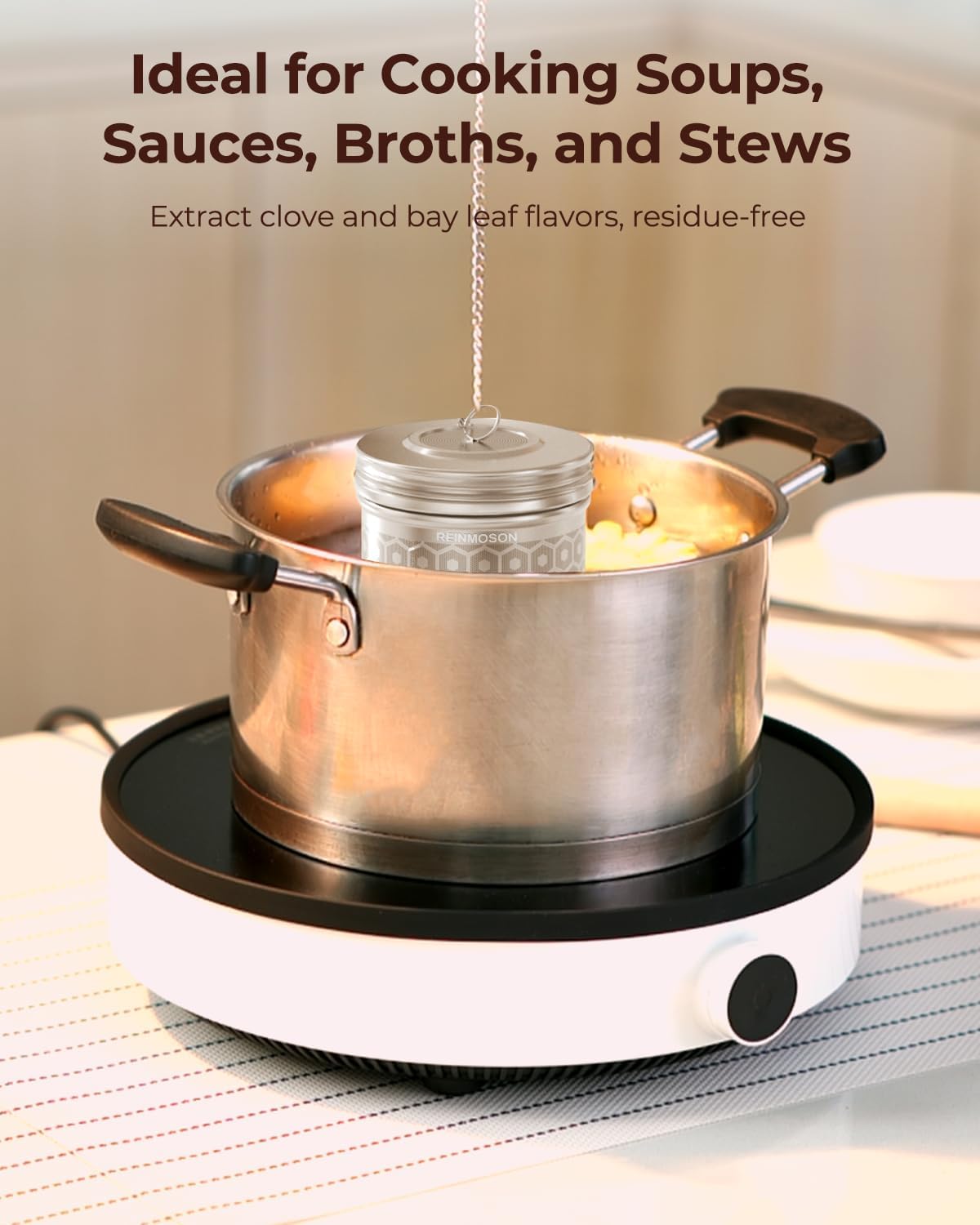 Reinmoson Extra Large Tea Infuser for Loose Tea & Spice Infuser for Cooking, Extra Fine Mesh Tea Strainers, 304 Stainless Steel Steeper for Black Tea, Rooibos, etc