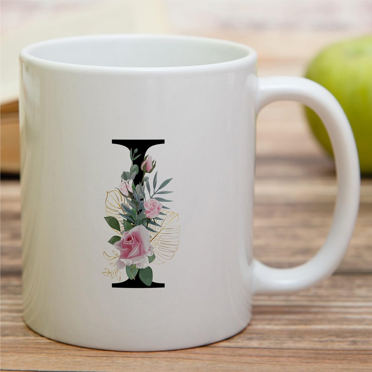 Retreez Initial A-Z Floral Botanical Bouquet Alphabet Monogrammed Monogram Mug 11 Oz Ceramic Tea Coffee Mugs - Appreciation Thank You Wedding Birthday Gifts for her friend coworker sister - I Initial