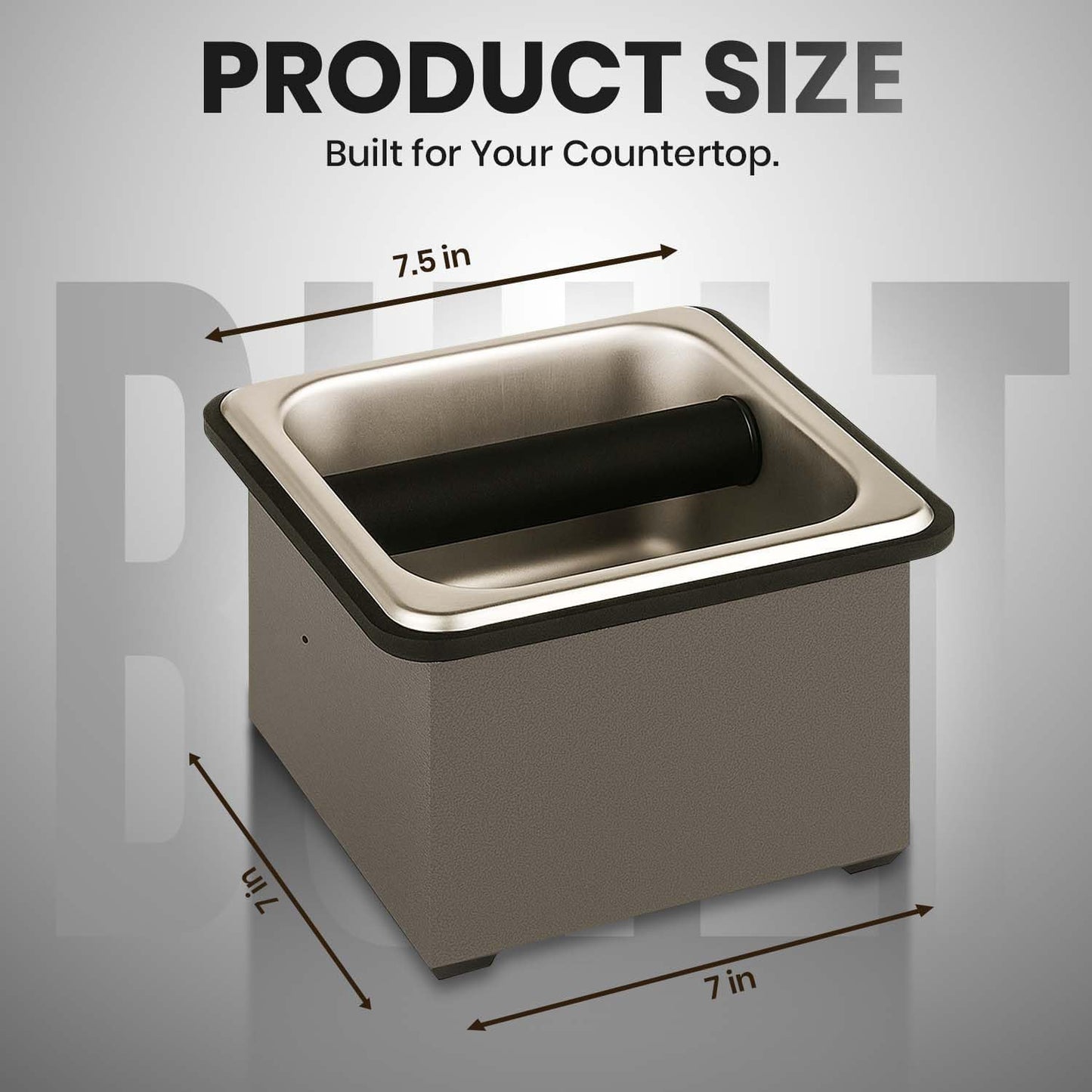 Rattleware Stainless Steel Knock Box - Perfect for Home, Cafe, Restaurant, Hotel, Office, or Commercial Establishment - Heavy Duty Knock Box Trusted By Baristas Worldwide (7.5" x 7" x 4")