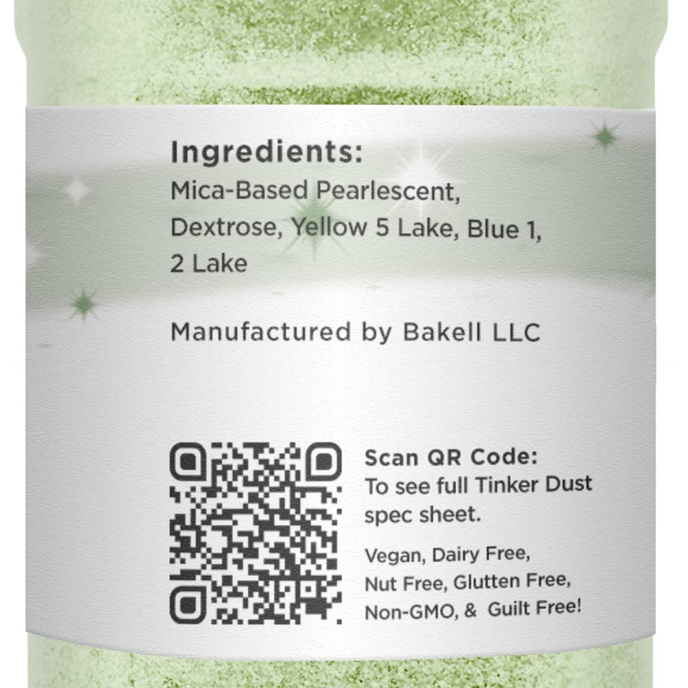Leaf Green BAKELL Edible Glitter, 45 Grams | TINKER DUST Edible Glitter | KOSHER Certified | 100% Edible Glitter | Cakes, Cupcakes, Cake Pops, Drinks, Dessert Vegan Glitter & Dusts (45g Shaker, Leaf Green)