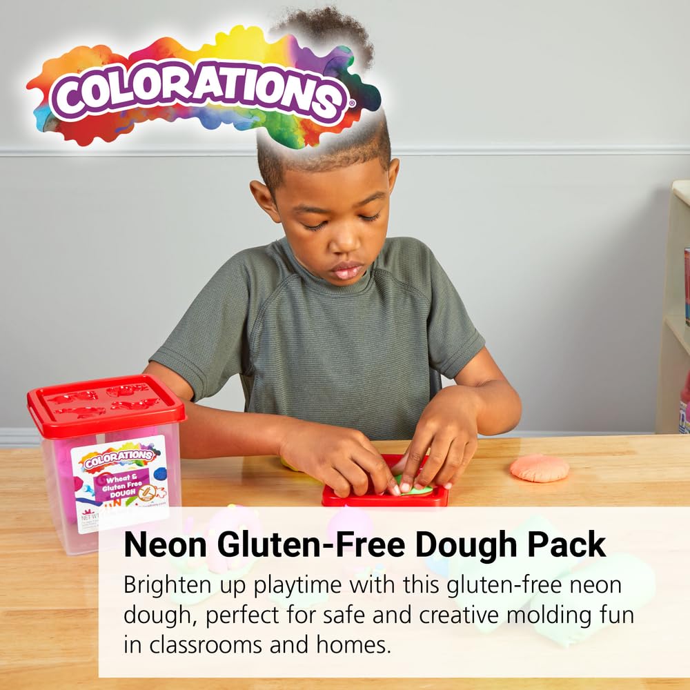 Colorations Wheat & Gluten Free Neon Dough Classroom Pack - 6 Colors | Non-Toxic, Play Dough, Bulk Set, Sensory Kit, Party Favors, Teacher Must Haves