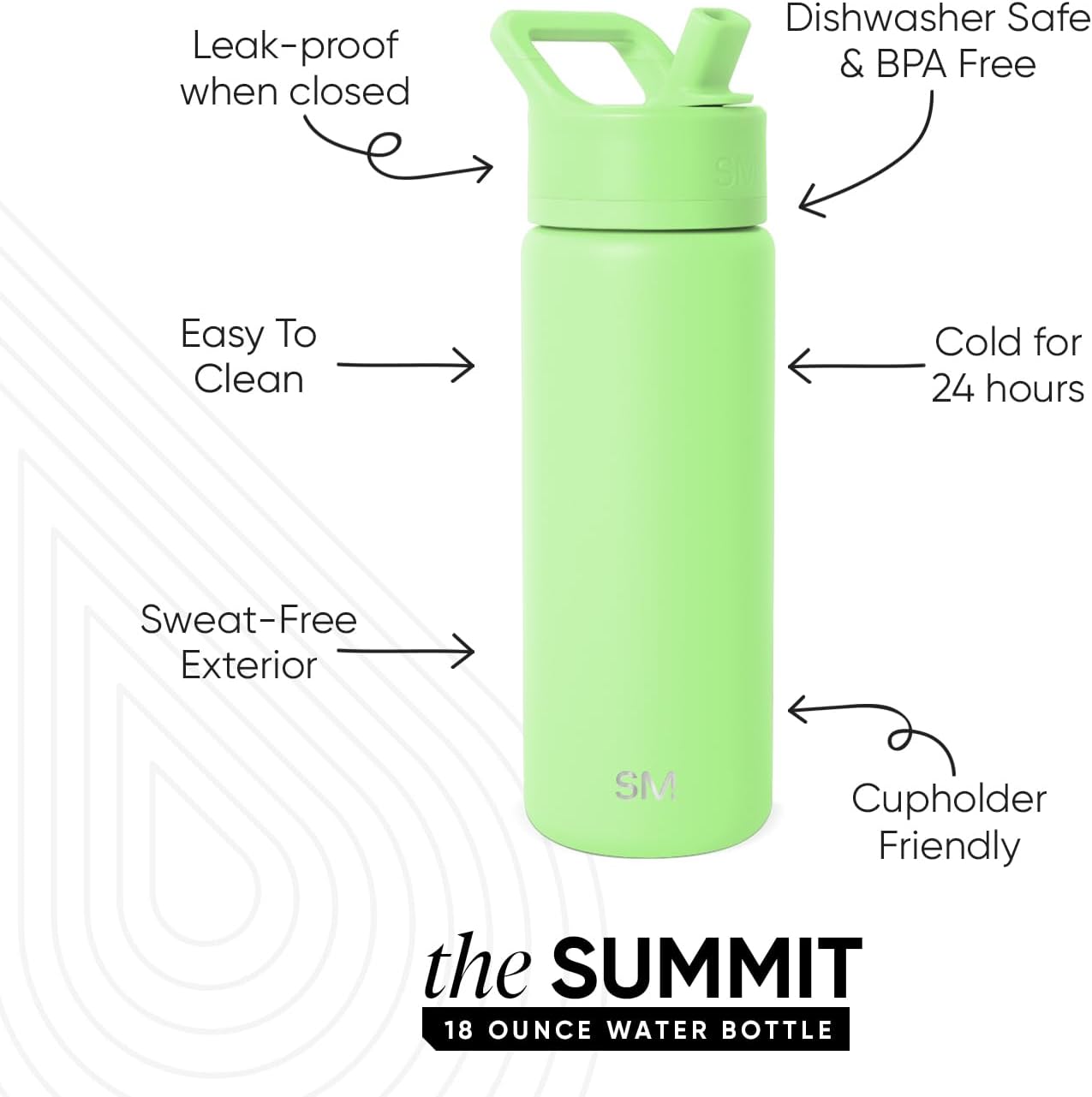 Simple Modern Kids Summit Water Bottle with Straw Lid | Vacuum Insulated Stainless Steel | Leak Proof BPA-Free Cup for School | 18oz, Baja