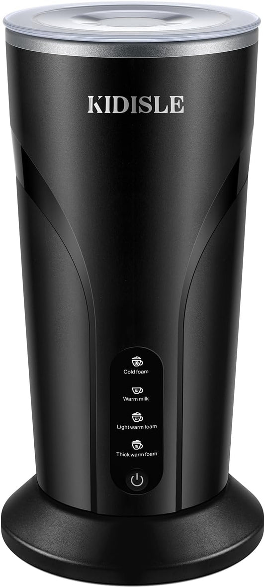 4-in-1 Electric Milk Frother and Steamer, Milk Steamer and Cold Foam Maker, Hot Chocolate Maker, Frother for Coffee, Latte, Macchiato, Cappuccino, BPA Free, Black