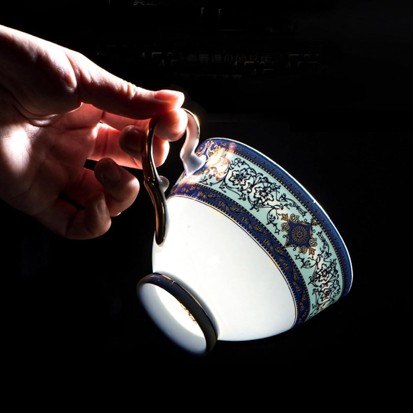 Euro Style Bone China Tea Set, 21 Piece Porcelain Tea Sets for 6 Adults, Bone China Tea Cup Set, Creamer Pitcher, Tea Set for Women Tea Party Set, Gift Package (21, Court)