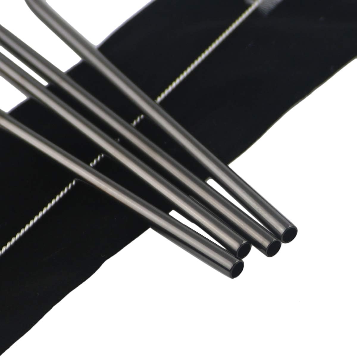 Gugrida Metal Straws Stainless Steel Straws 8.5" Drinking Straws Reusable 4 Set - Ultra Long Muti Color-Cleaning Brush for 20/30 Oz for Trail Tumblers Yeti RTIC SIC Ozark (4 Bent|1 Brush）