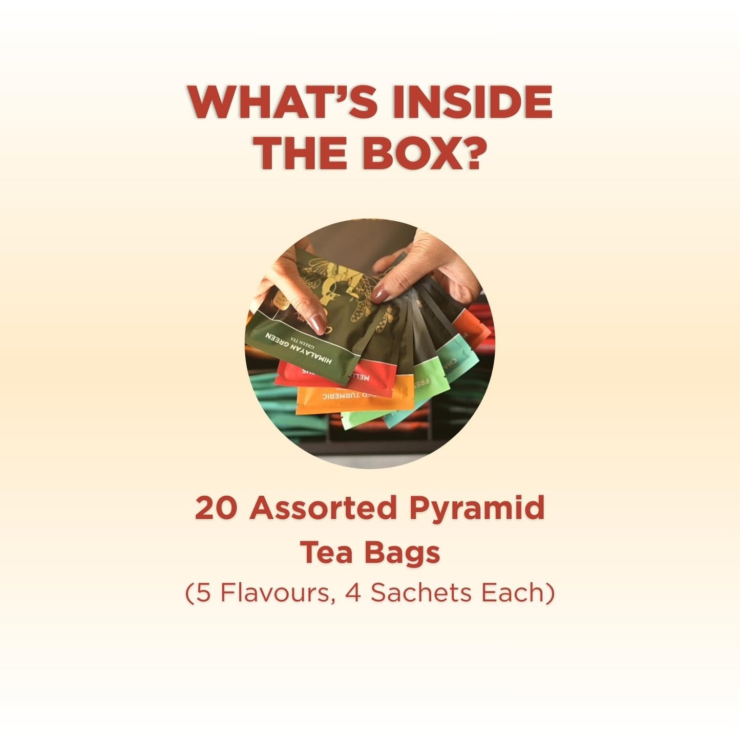 CHAYAM Assorted Tea Bags Variety Pack | 20 Pyramid Tea Bags - 5 Flavours x 4 each | Tea Bag Sampler Assortment | Green Tea, Herbal Tea Gift Box