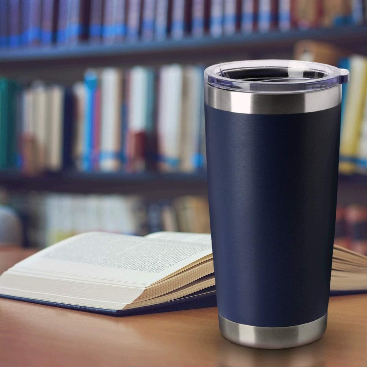 HASLE OUTFITTERS 20oz Tumblers Bulk Stainless Steel Cup with Lid Double Wall Vacuum Insulated Coffee Mug for Cold & Hot Drinks 8 Pack, Navy