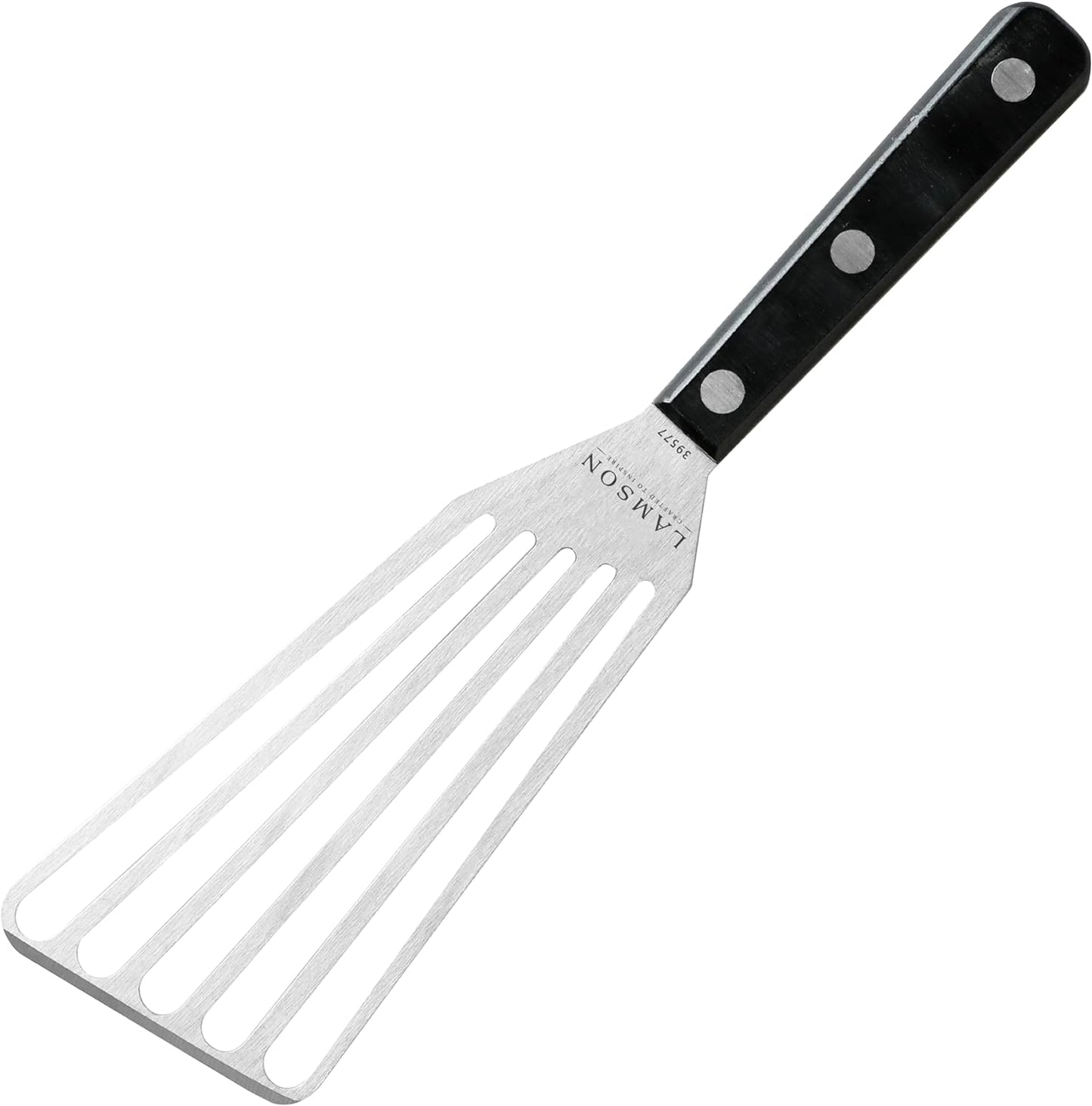 Lamson 3' x 6" Chef's Slotted Turner with Walnut/POM Handle - Right-Hand (Black)