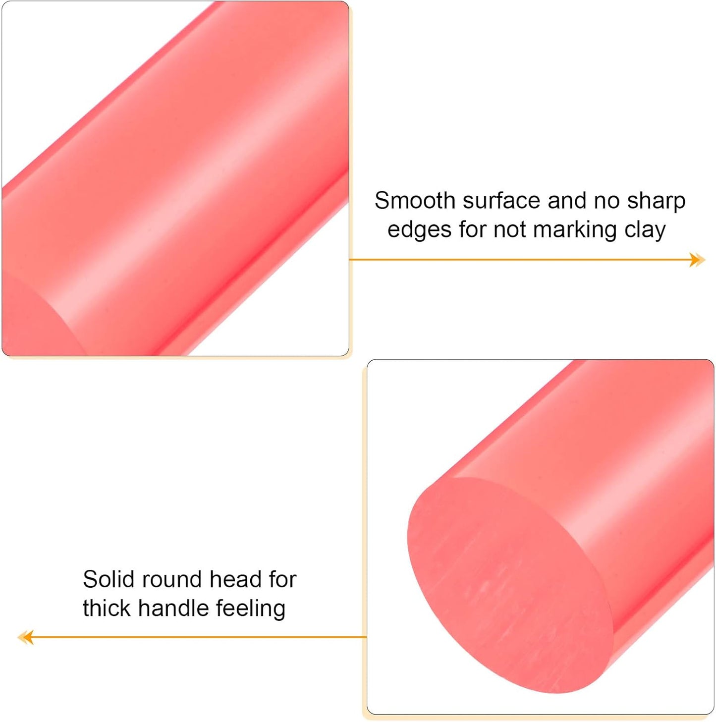HARFINGTON Acrylic Clay Roller 6 Inch x 1 Inch Solid Non-Stick Plastic Round Tube Roller Polymer Clay Rod Fondant Rolling Pin for Shaping, Sculpting, Modeling DIY Crafts, Pink
