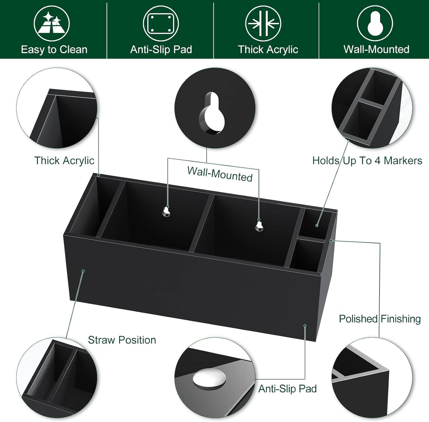 Double Cup Holder with Marker Slot, Party Cup Dispenser Acrylic Cup Organizer Mark Your Cup and Drink Up Caddy Modern Bar Counter Decor, Black