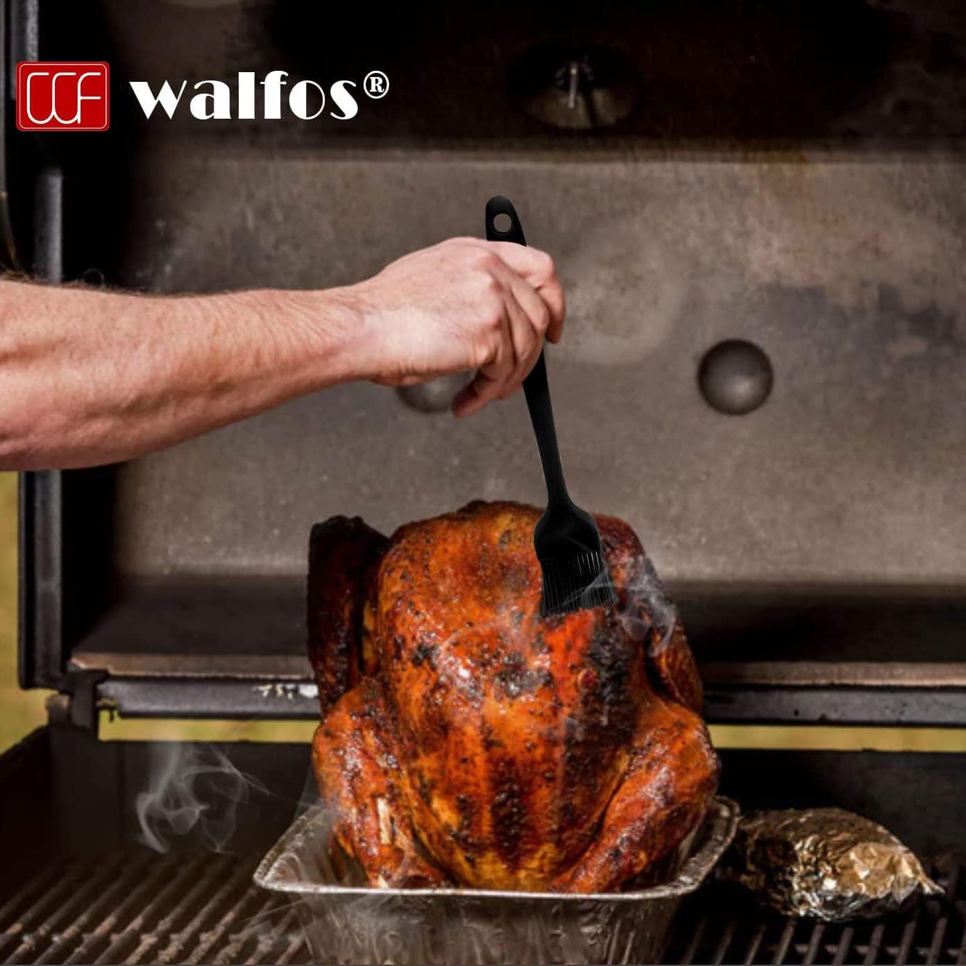 Walfos Silicone Pastry Brush, Heat Resistant Basting Brush Set, Perfect for Baking,BBQ Grill,Kitchen Cooking,Strong Steel Core and One-Pieces Design,BPA Free and Dishwasher Safe (5 Pcs)