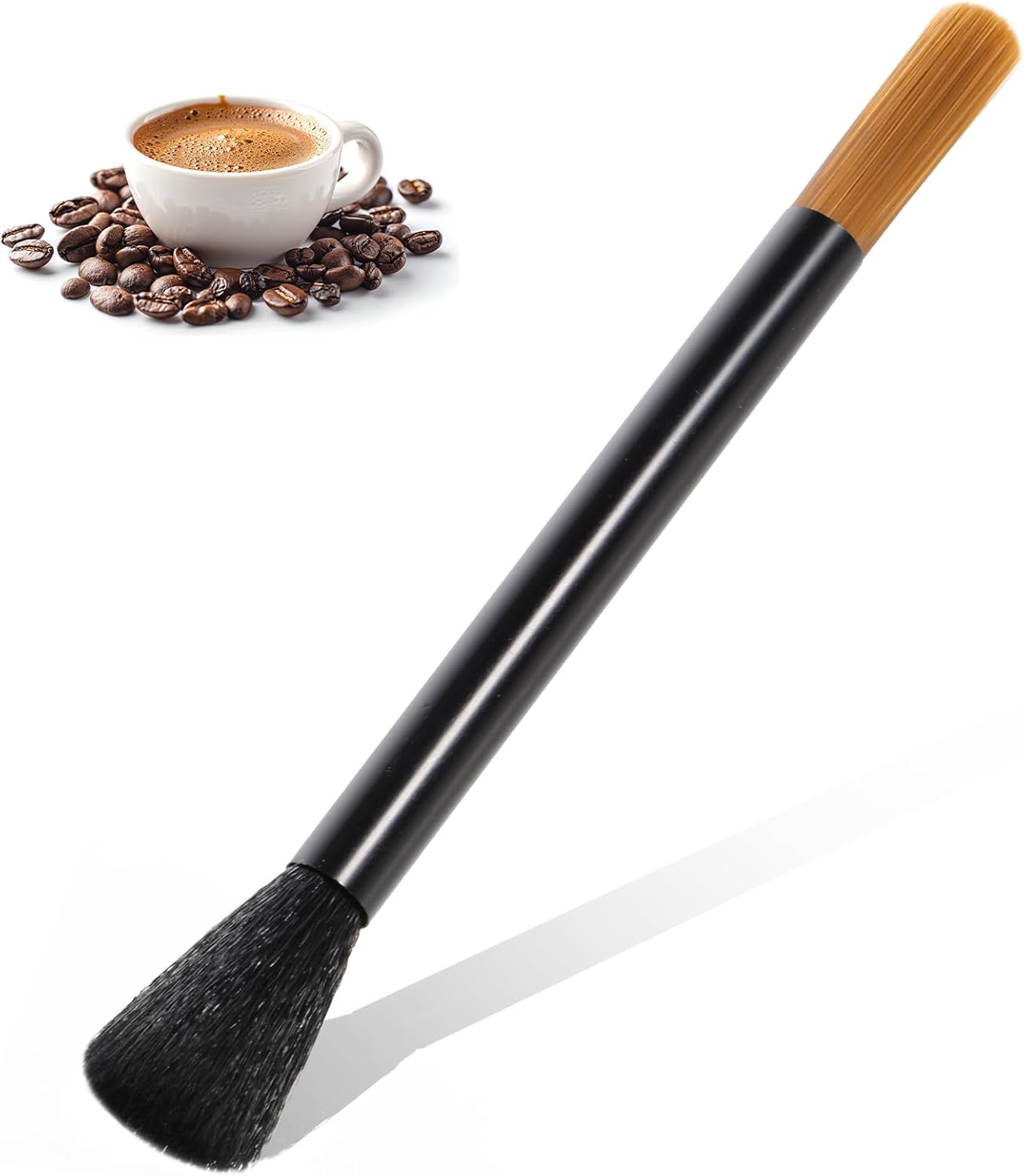 Giantree Dual Head Coffee Brush, Coffee Grinder Brush, Dusting Espresso Brush Coffee Grinder Cleaner, Barista Tools for Coffee Machine Toaster Cleaning(Black)