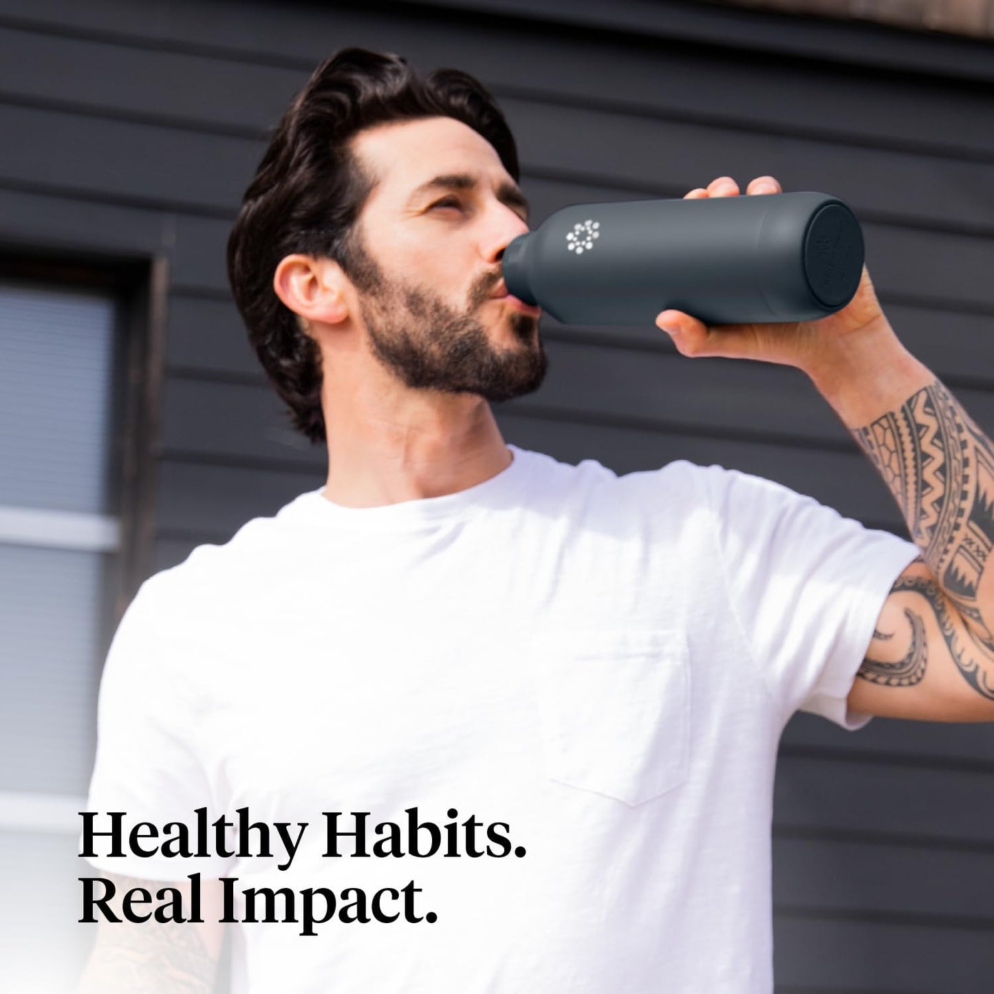 Lifefactory 24-Ounce Stainless Steel Vacuum-Insulated Sport Bottle, Carbon