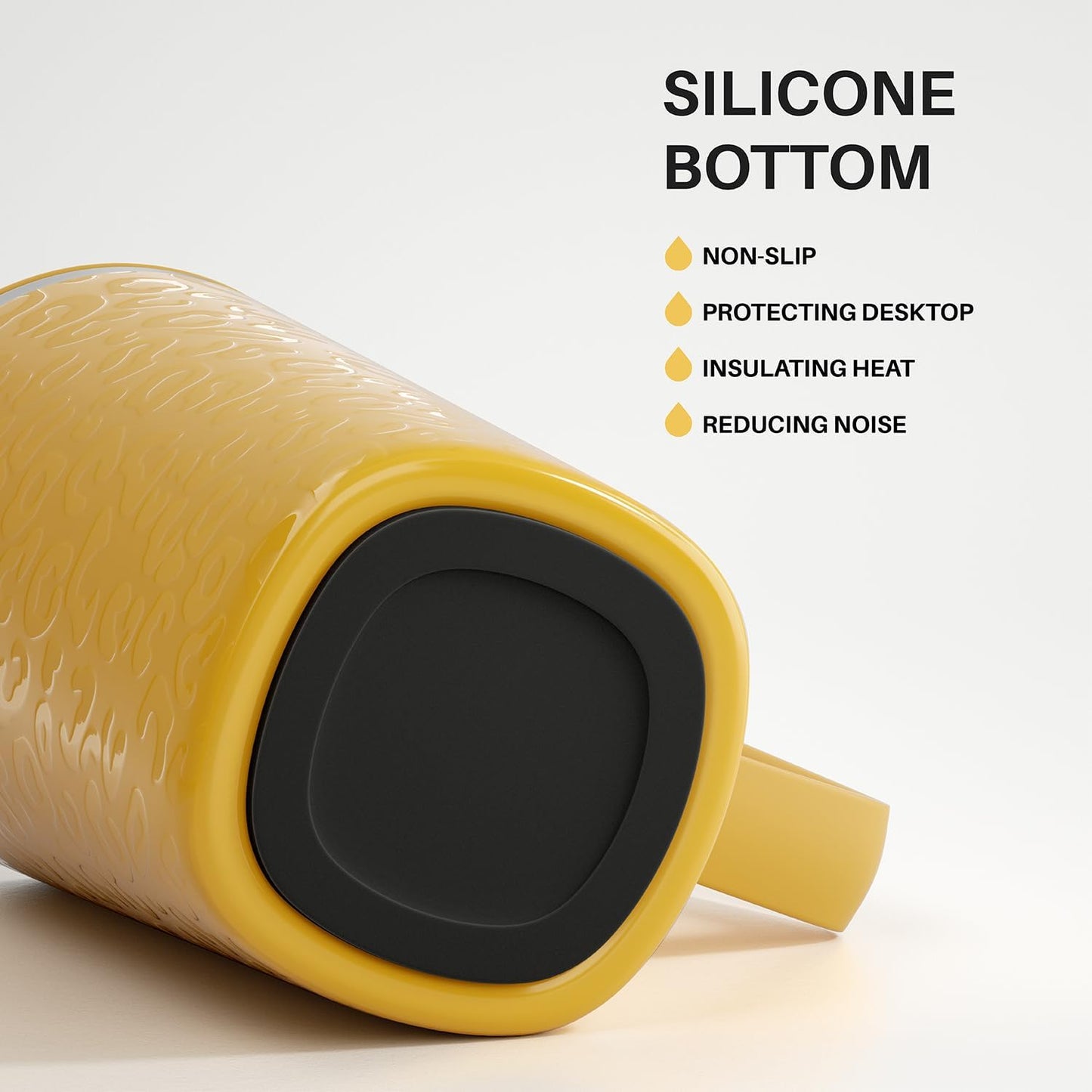 Ideus Vacuum Insulated Coffee Mug, 16oz Reusable Stainless Steel Thermal Double Walled cup with Handle and Slider Lid for Hot & Cold Beverages, BPA Free (Leapord Honey)