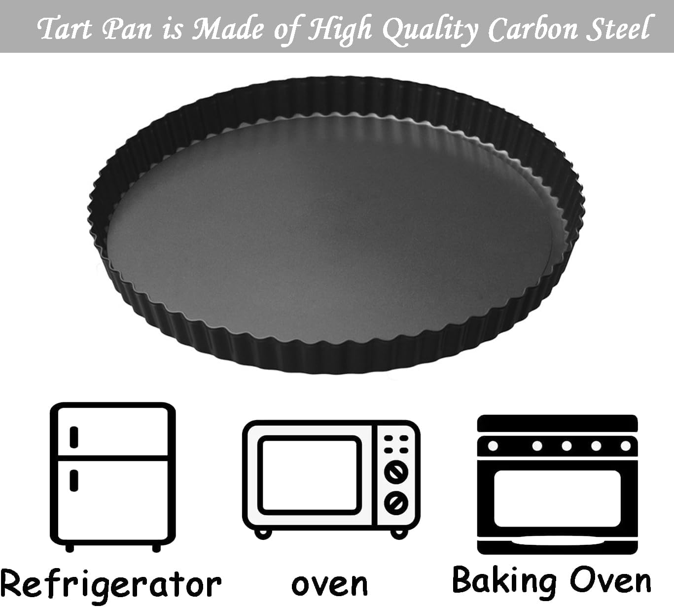 Tart Pans 9 Inch with Removable Bottom Fluted Pie Tart Pans, Round Non-Stick Pan Quiche Pan, for Baking Pizza Mousse Cakes, Christmas Dessert