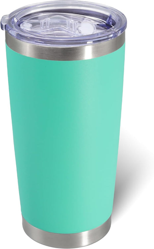 20oz Tumbler Bulk Stainless Steel Tumblers with Lid Vacuum Insulated Double Wall Travel Coffee Mug Powder Coated Tumbler Cup for Hot and Cold Drinks(Light Blue, 1 pack)