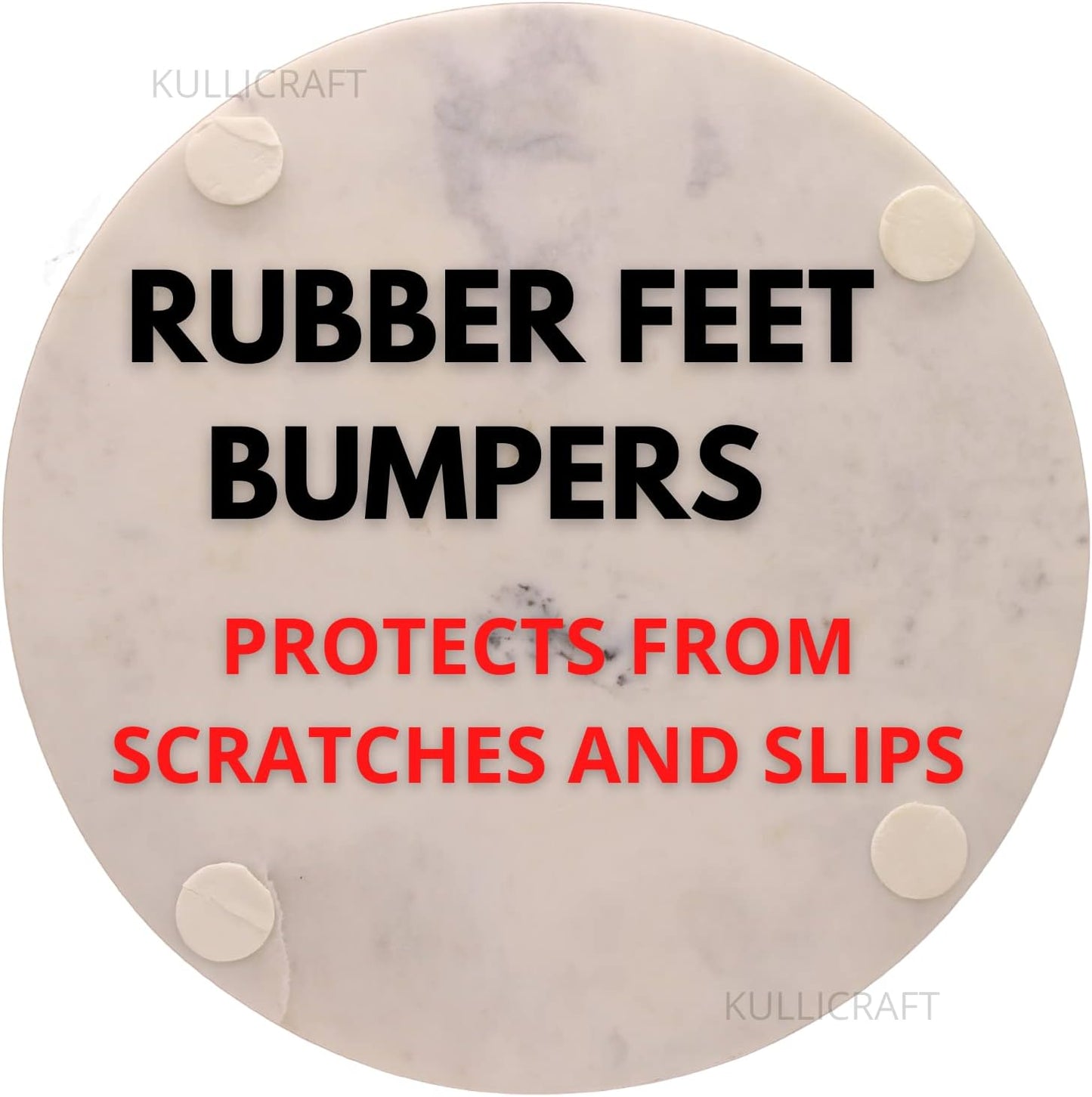 Multi-Purpose Round Shape Marble Cheese Tray | Cutting Board. Solid Large White With Non-Slip Feet For Stability & Scratch Protection. Easy To Clean,Trivet,White (11x11x0.5 Inches)