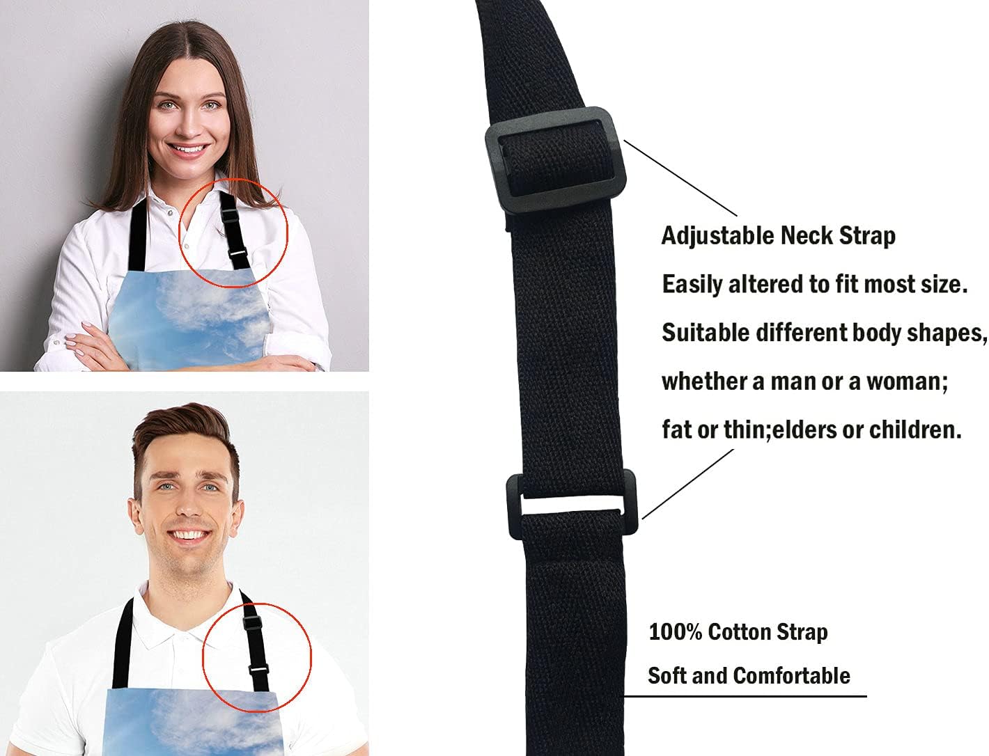 Caribbean Samana Beach Adjustable Bib Apron, Starfish Sea Shells Cooking Kitchen Apron for Men Women