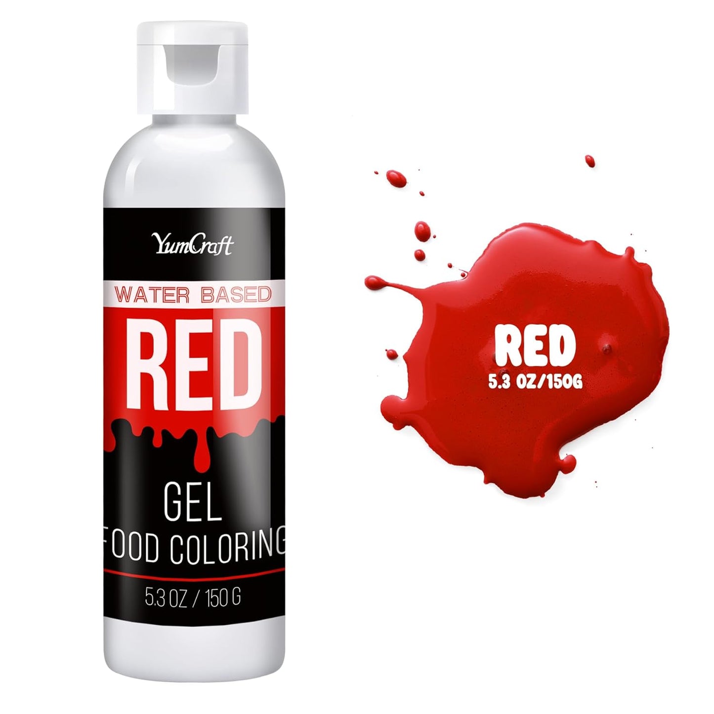 Food Coloring Gel - Vibrant Color Gel Food Coloring for Cake Decorating, Baking, Easter Egg, Icing - Tasteless Food Color Dye for Fondant, Cooking, Slime, Airbrush (Red, 5.3oz)