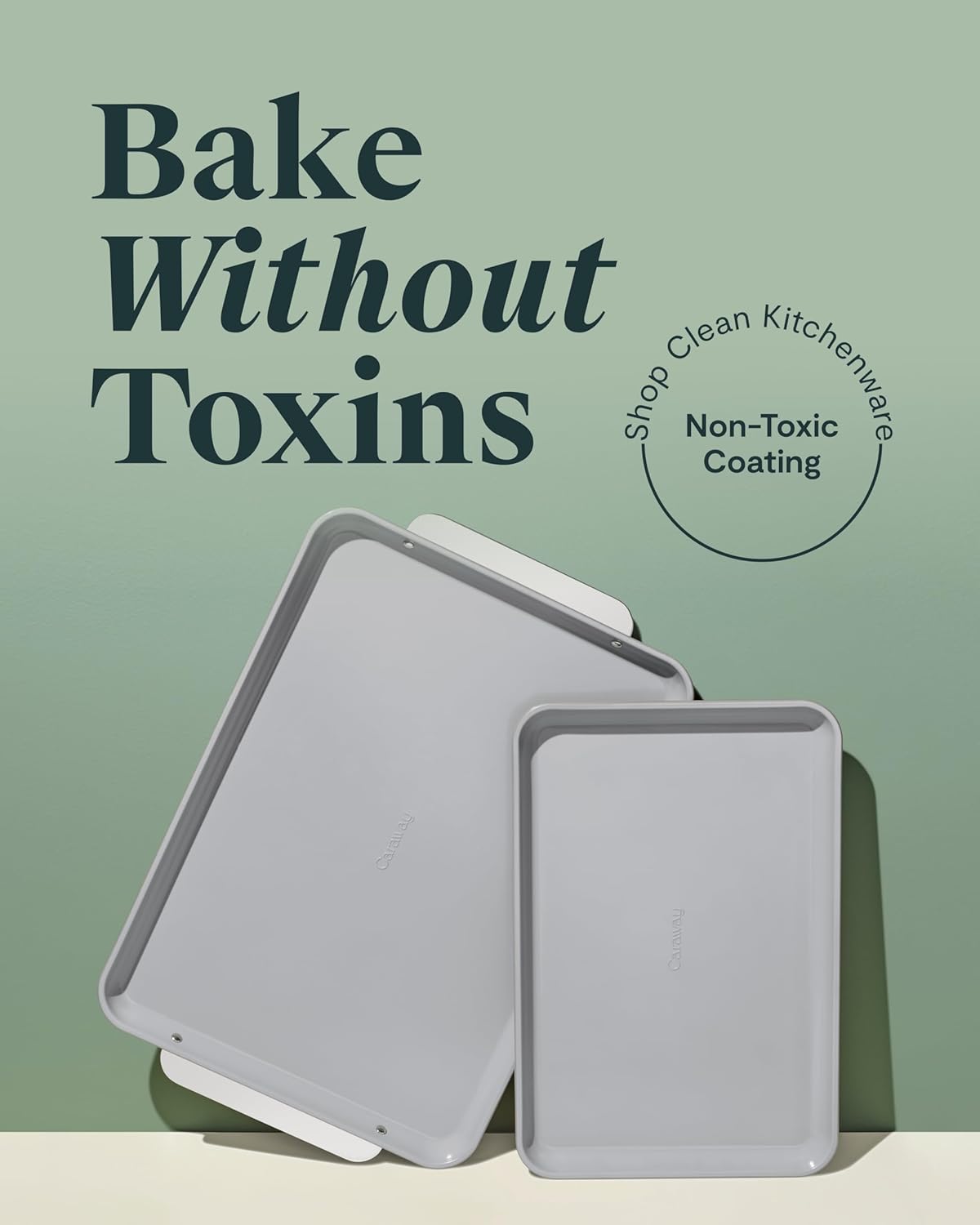 Caraway Non-Stick Ceramic Baking Sheet Duo - Naturally Slick Ceramic Coating - Non-Toxic, PTFE & PFOA Free - 18 x 13" Large & 15 x 10" Medium - Gray