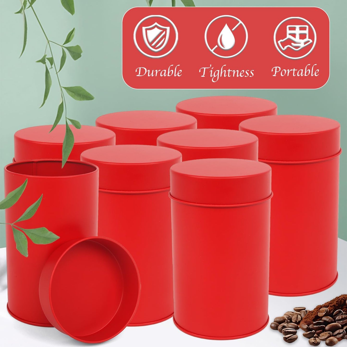 Tea Canister, 6 Pack Tea Tin Loose Leaf Tea Storage Tea Tins For Loose Tea, Tea Storage Loose Leaf Metal Tea Tin Canister For Loose Tea Storage Coffee Sugar Candy Herbs And Spices (Red)