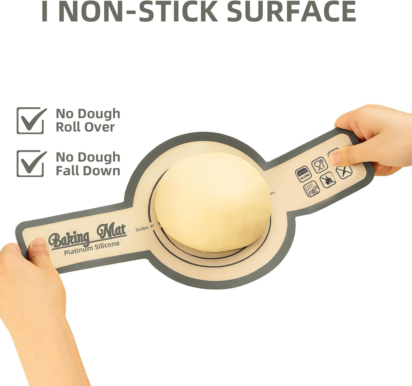 Silicone Bread Sling for Dutch Oven Baking, 2 PCS Easy Clean and Reusable Sourdough Silicone Baking Mat with Long Handles, Non Stick, Easy to Transfer Sourdough Bread, Grey