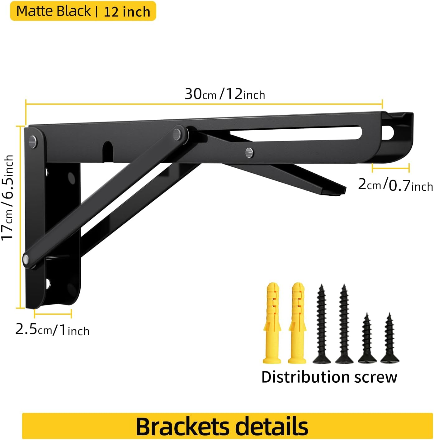 Folding Shelf Brackets Heavy Duty Stainless Steel – Wall Mounted Collapsible Table Bracket for DIY Workbench, RV Countertop, Kitchen Folding Desk 2 Pack