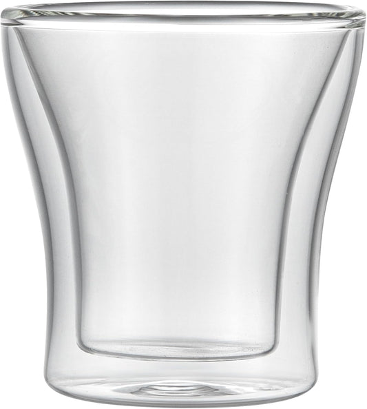 Restaurantware-Forma Professional 3.4 oz Double Wall Shot Glasses, 2 Insulated Espresso Cups - Dishwashable, Reusable, Clear Glass Coffee Cups, Freezable, For Hot Or Cold Beverages