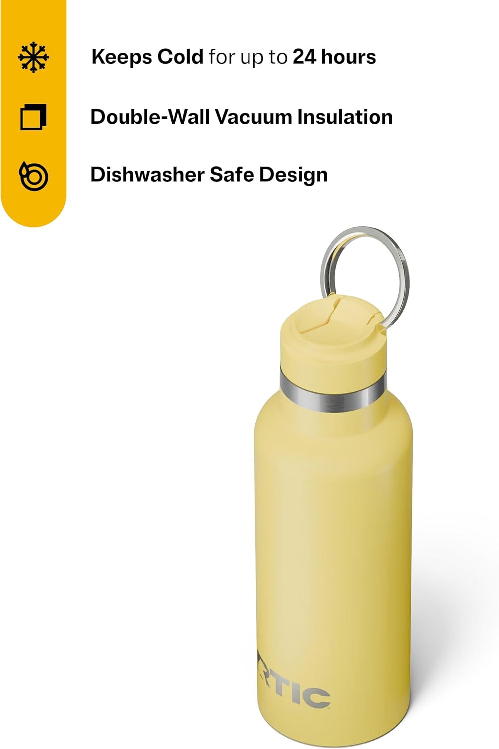 RTIC 16oz Journey Bottle Metal Stainless Steel Vacuum Insulated, BPA Free, Reusable, for Water, Hot and Cold Drinks, Travel, Sports, Camping, Sunlight