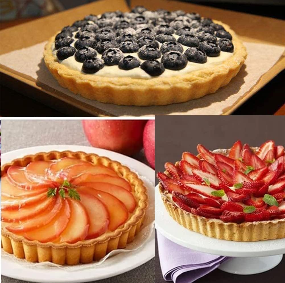 Tart Pan 10 Inch Tart Pan Carbon Steel Round Non-Stick Pan Quiche Pan with Removable Chassis for Mousse Cakes, Kitchen Reusable Baking Tool with A Depth of 1.18 Inches