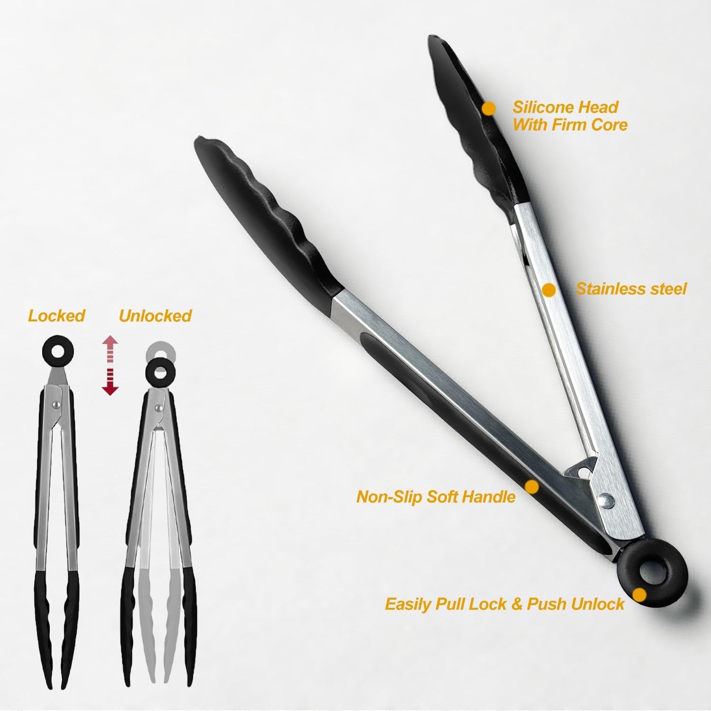 Silicone Cooking Utensils Set, Heat Resistant and large Non Stick Spatulas & Spoons for Kitchen, Ideal BPA Free Kitchen Turners for Frying, Mixing,Serving,Draining,Turning