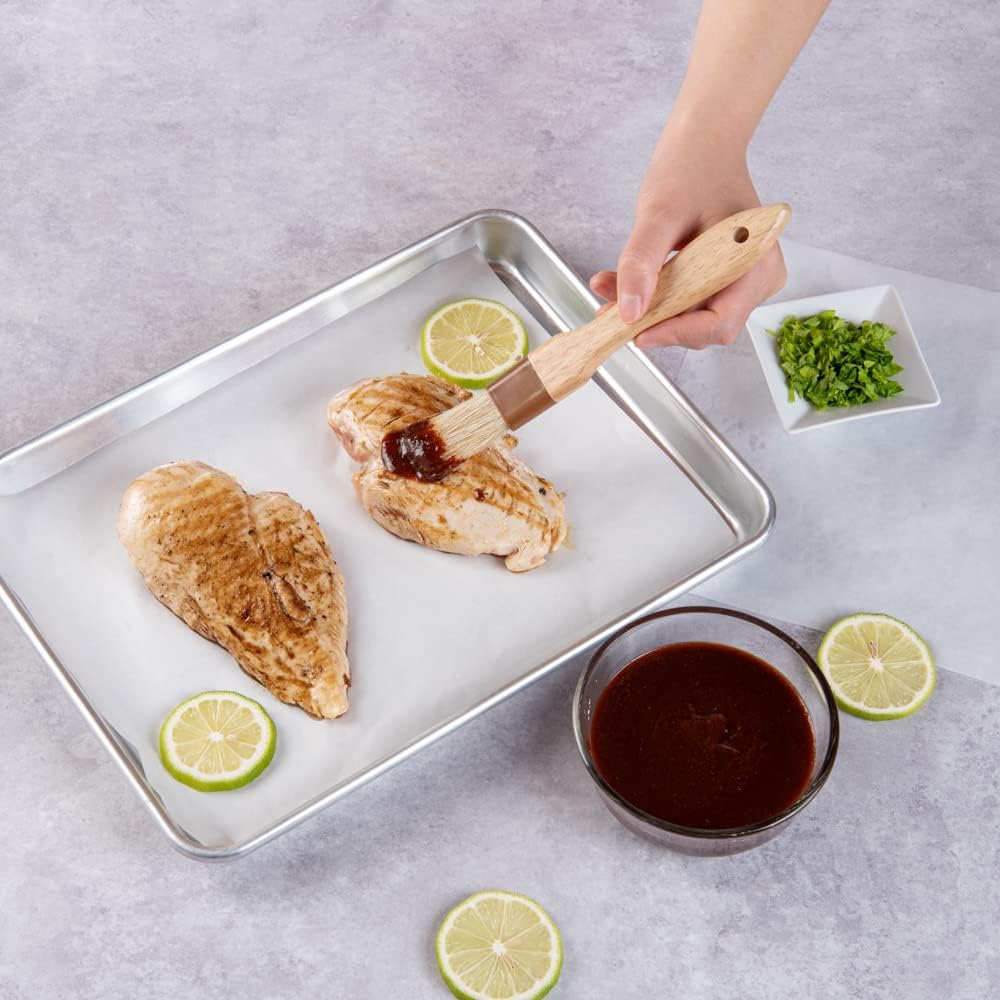 Restaurantware Pastry Tek 8.4 Inches Buttering Brush 1 Boar Bristles Pastry Brush - Hardwood Handle Built-In Hanging Hole Wood Basting Brush Sturdy Ferrule For Glazing And Basting