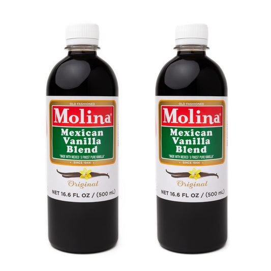Vanilla Molina - Mexican Vanilla Blend with Pure Vanilla Extract - 2 Pack (16.6 Fl Oz Bottles) - 33.86 Fl Oz Total, Natural Flavoring for Baking, Drinks and Desserts