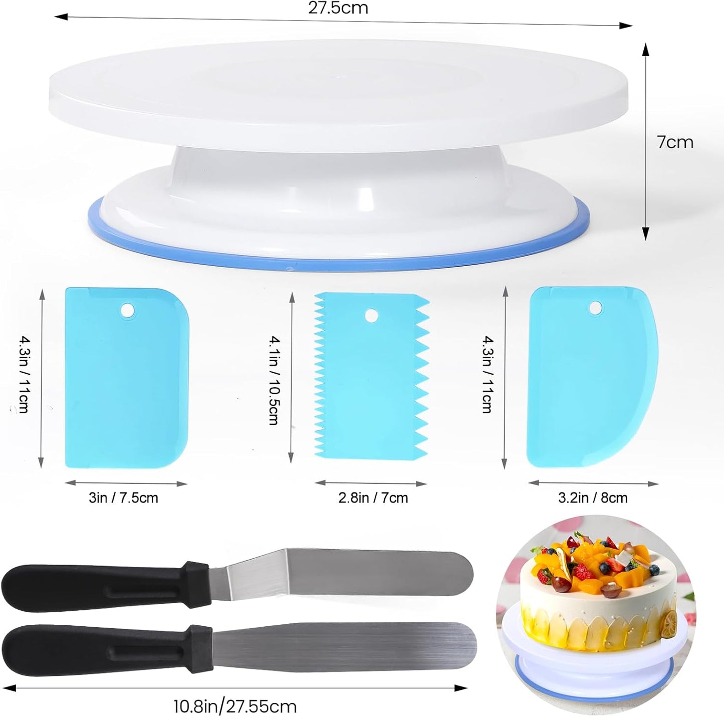 Uten 60PCs Cake Decorating Supplies Kit, Cake Decorating Stand Set with 11'' Cake Turntable, 48 Numbered Icing Piping Tips, 2 Spatulas, 3 Icing Comb Scraper, 1 Scissor, 1 Piping Bags, Baking Tools