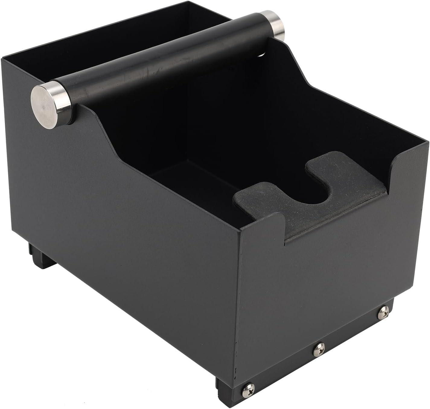 Espresso Knock Box, Stainless Steel Coffee Bag Container, With Steel Bracket And Noise Reducing Rubber Ring (Rectangle L-No base)