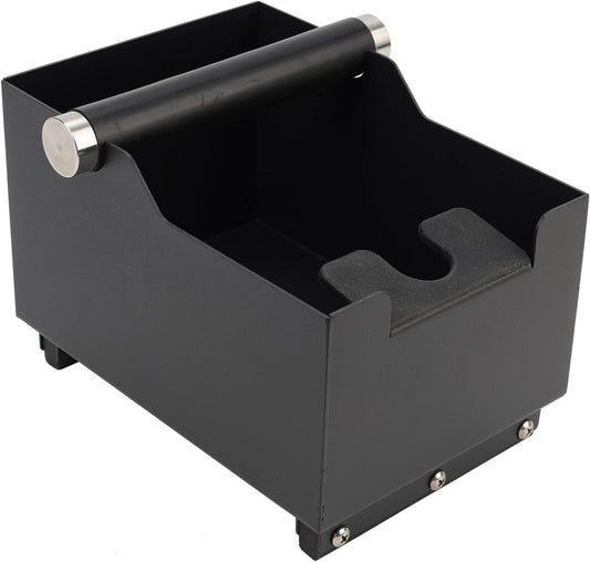 Espresso Knock Box, Stainless Steel Coffee Bag Container, With Steel Bracket And Noise Reducing Rubber Ring (Rectangle L-No base)