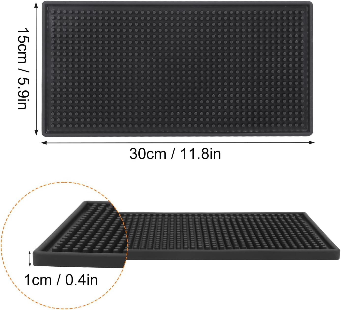 10 Pack 6 x 12 Inch Rubber Bar Mats, 12" x 6" Black Bar Service Mat for Countertop, Bartending, Efficient and Stylish Solution for Every Bartending Need,by KUKLIPJIM