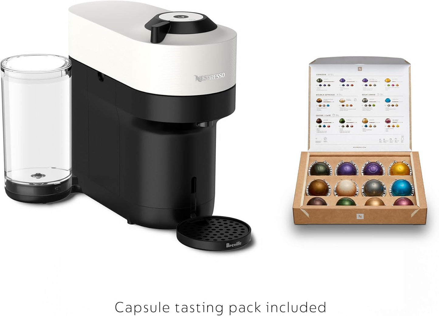 Nespresso Vertuo Pop+ Coffee and Espresso Maker by Breville with Milk Frother, Coconut White